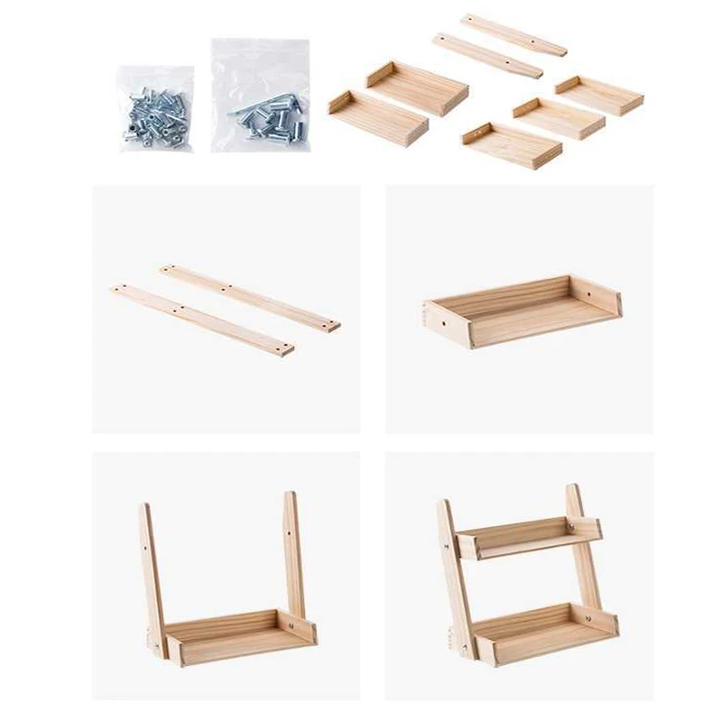  Pine Wood Spice Rack 2 3 layers kitchen organizer Storage Stand for Spice Condiment Holder Garden F