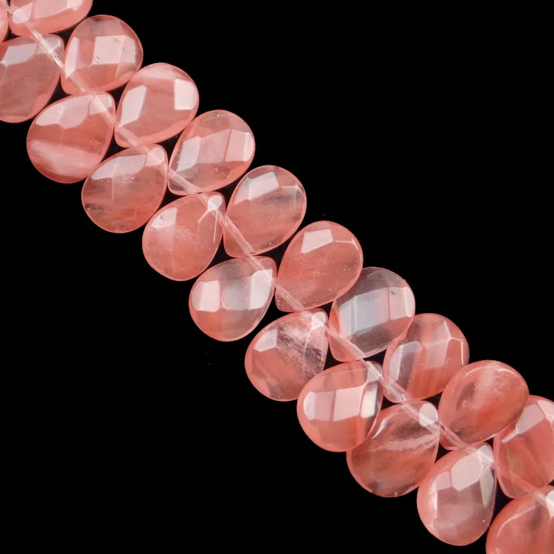

(Min.order 10$ mix) YUTENG Wholesale 29Pcs Faceted Red Cherry Quartz Teardrop Loose Bead 16x13x6mm SHX1058(Free Shipping)