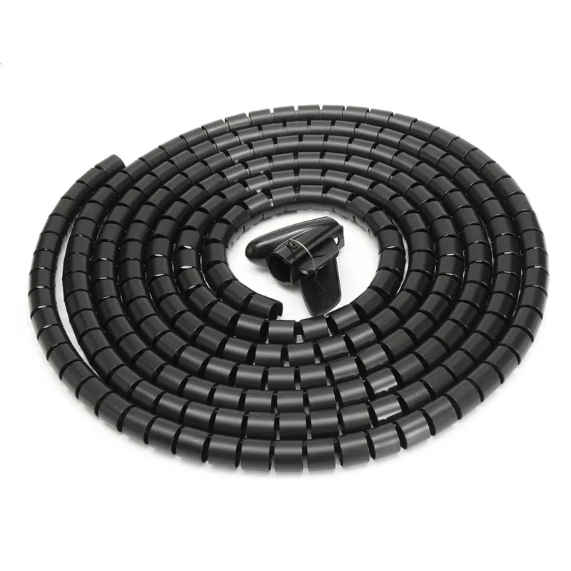 

25mm 5M Spiral Wrap Cable Tidy Kit Wire Organizing Wrap with Clip Tool Spiral Office Home Best Promotion