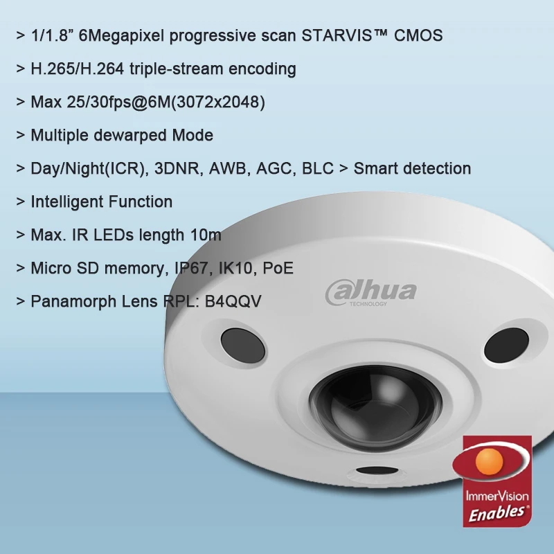 Dahua IPC EBW8630 IVC 6 МП панорамная сетевая инфракрасный широкоугольный камера с