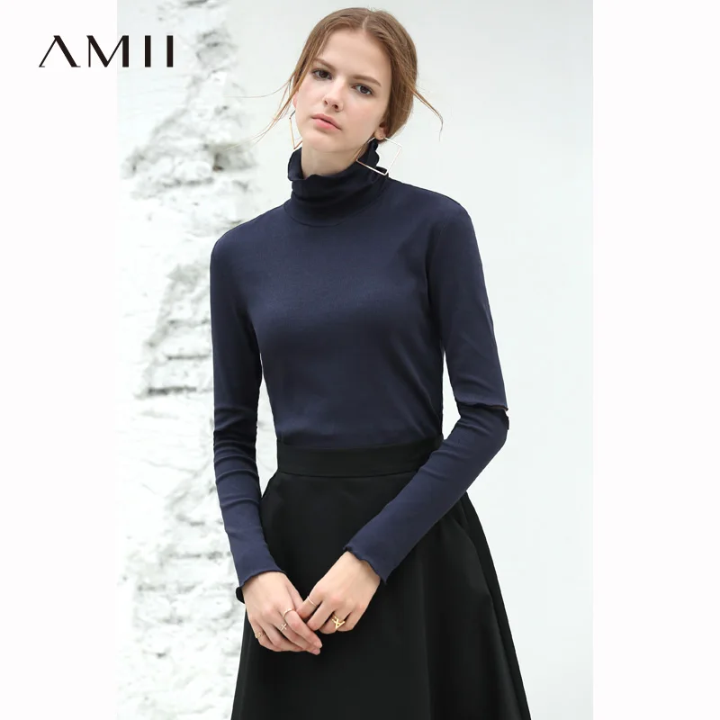 Amii المرأة الحد الأدنى 2019 الخريف تي شيرت مشروط شيك الياقة المدورة حفرة كم كوع تي أنثى قمم Amii المرأة الحد الأدنى 2019 الخريف تي شيرت مشروط شيك الياقة المدورة حفرة كم كوع تي أنثى قمم