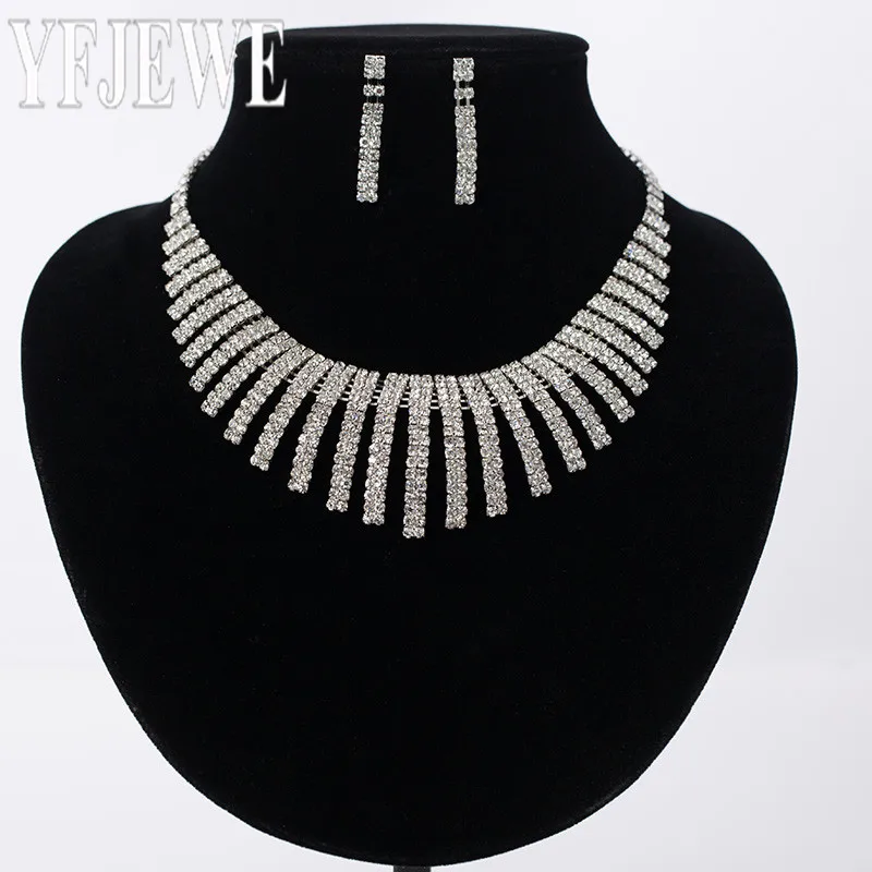New White Jewelry Sets for Women Austrian Rhinestone Necklace Earrings