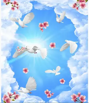 

3d wallpaper custom photo non-woven mural picture Flowers dove in the sky 3d wall murals wallpaper room decoration painting