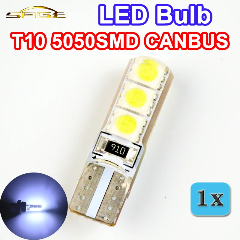 Flytop светодиодный автомобильный лампочка T10 5050SMD CANBUS силиконовый корпус 6 чипов