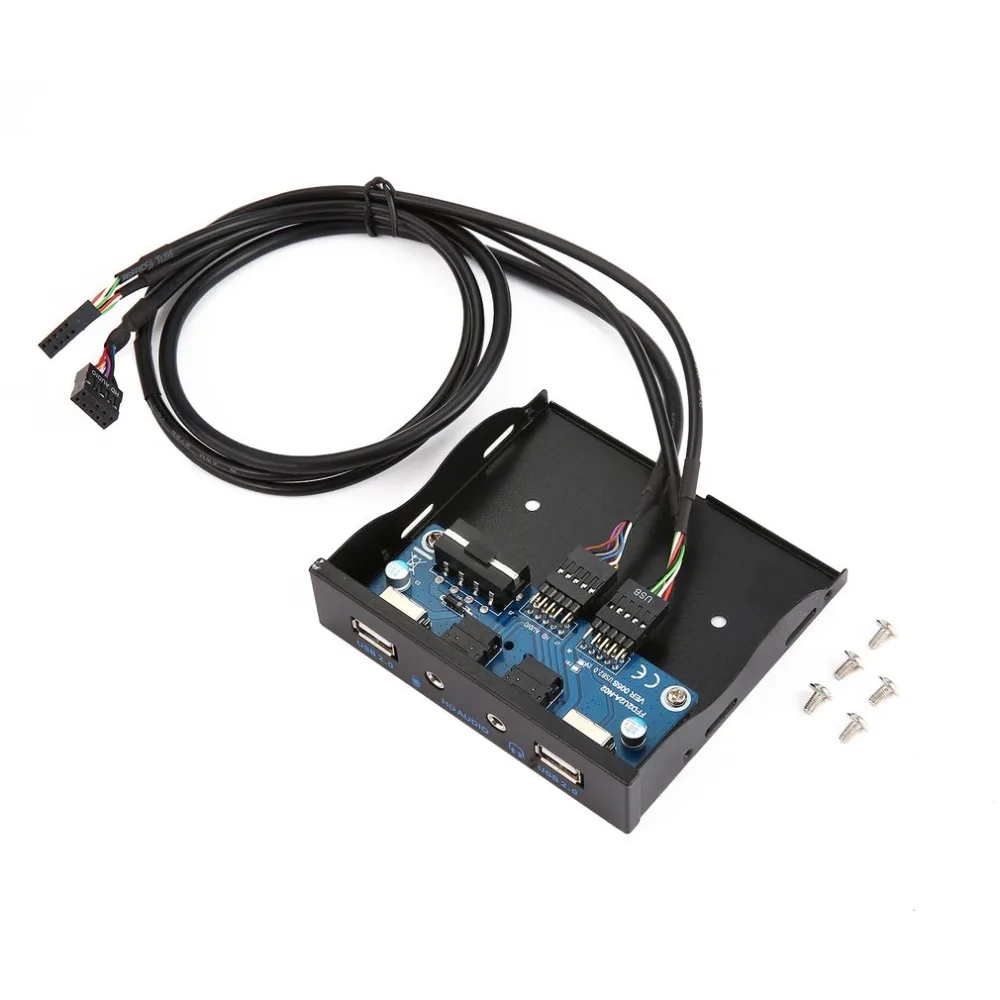 

New 3.5'' 2-USB 2.0 Port HUB + HD Audio Output Floppy Drive Expansion Front Panel Wholesale