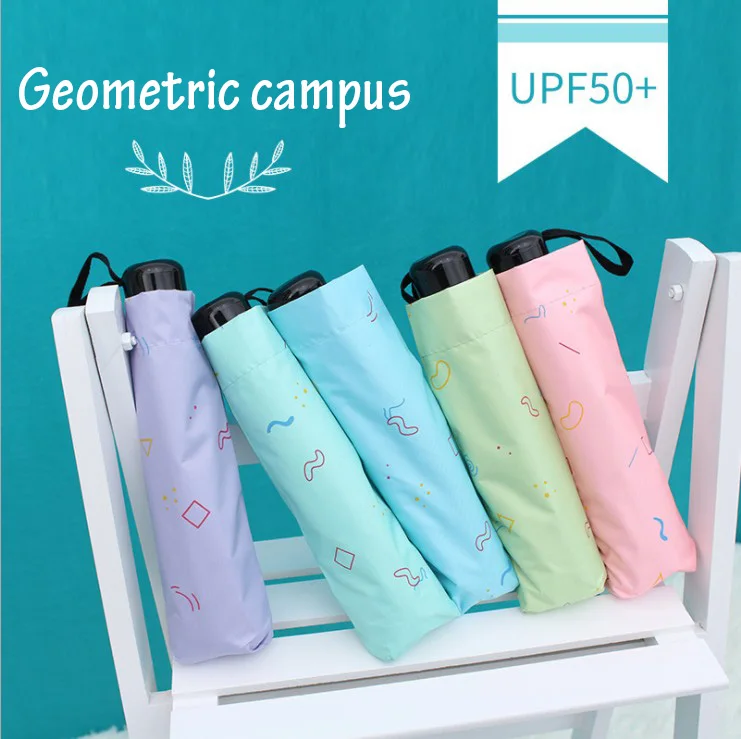 Women Man Kids 3 Folding Umbrella Corporation Sun Rain Parasol Windproof Umbrellas Geometric Campus Style | Дом и сад