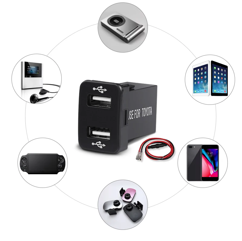 Автомобильное зарядное устройство с двумя USB портами 5 В а + А|Кабели адаптеры и