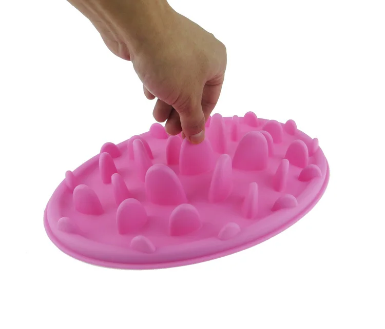 Интерактивный домашний питомец подачи медленной подачи силикона собачья миска розовый и зеленый головоломки Чаши домашних животных
