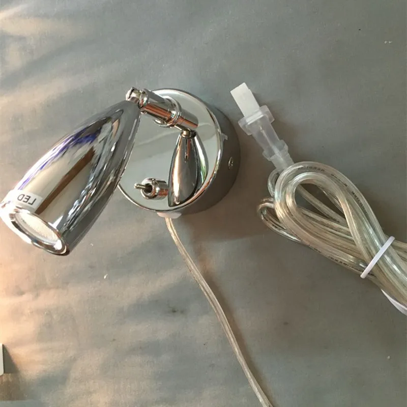 

Topoch Wall Mount Plug in Lamp Polished Chrome Finish Switch on the cords 3W CREE LED 200LM 180cm Cable Plug Style Optional