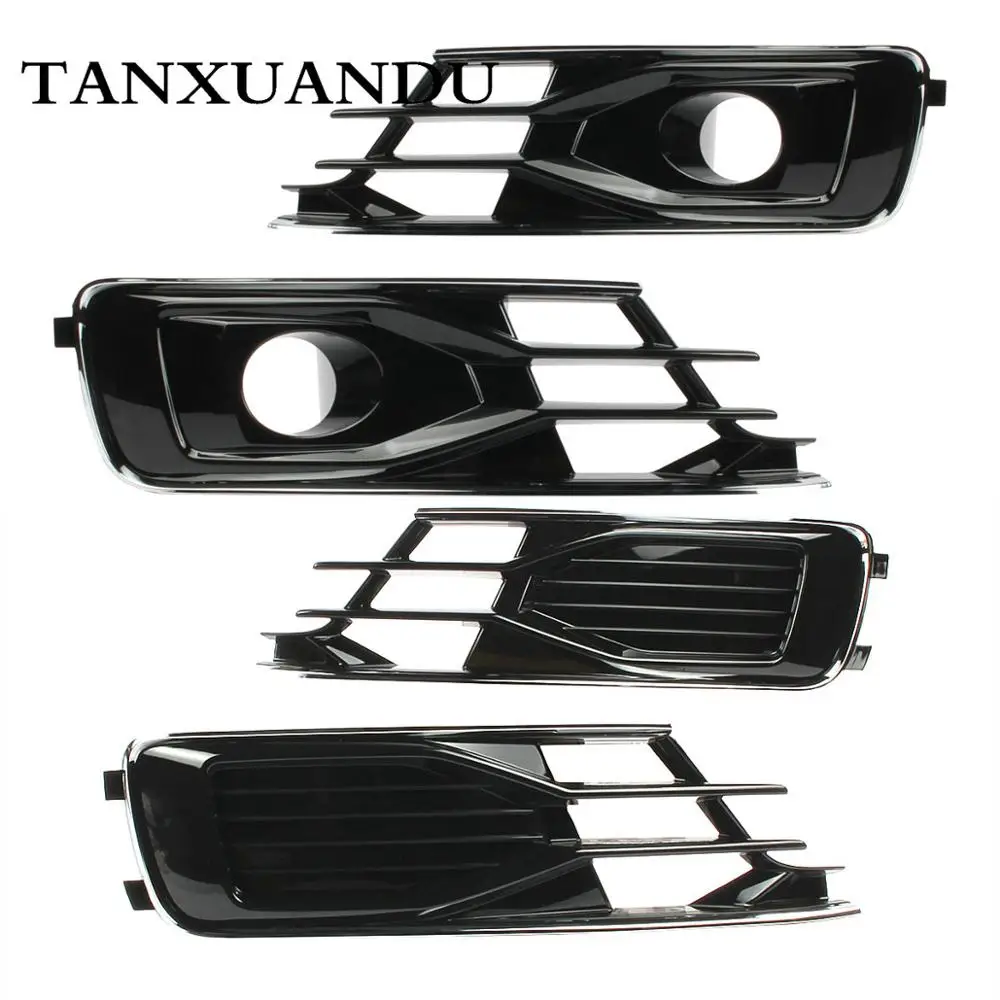 

Front Bumper Lower Grill Grille ACC Hole Trim Piano Paint Fit For AUDI A6 C7.5 2015-2018 4G0807647 4G0807648