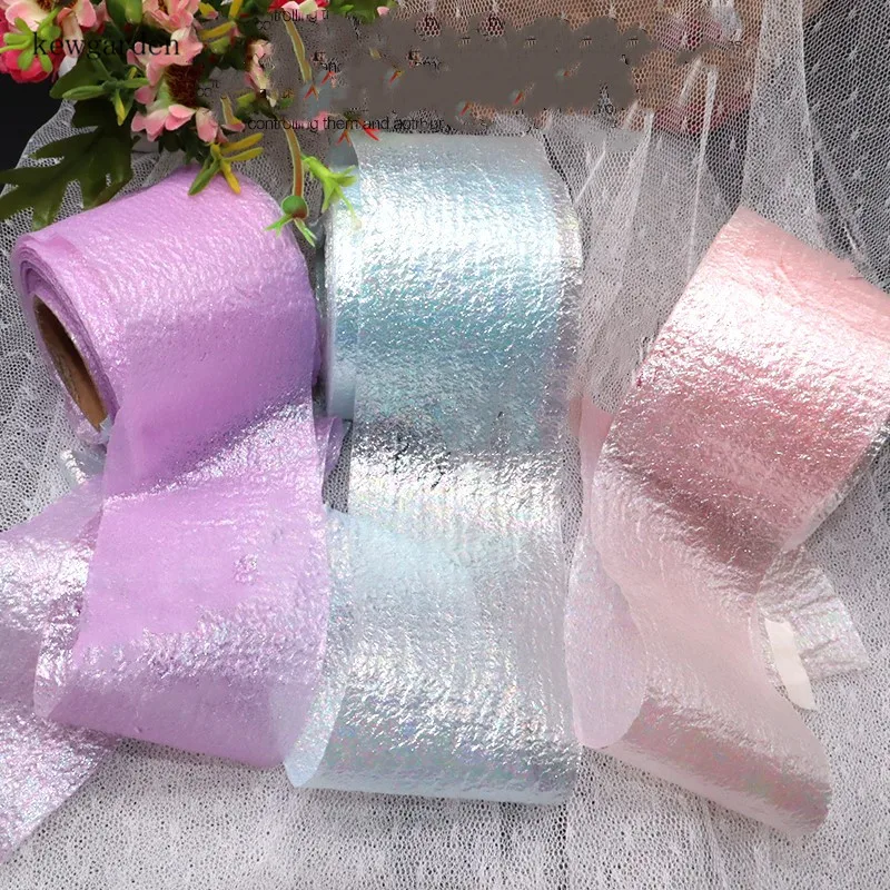 

Kewgarden Wholesale Laser Oil Bright Snow Seersucker Ribbons 6cm Lace Gauze Handmade Tape DIY Flower Bowknot Accessories 25Yards
