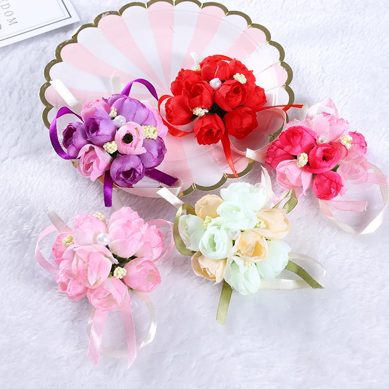 Wrist Corsage Bridesmaid Sisters Hand Flowers Artificial Bride Flowers for Wedding Dancing Party Decor Bridal Prom Wrist Corsage Bridesmaid Sisters Hand Flowers Artificial Bride Flowers for Wedding Dancing Party Decor Bridal Prom