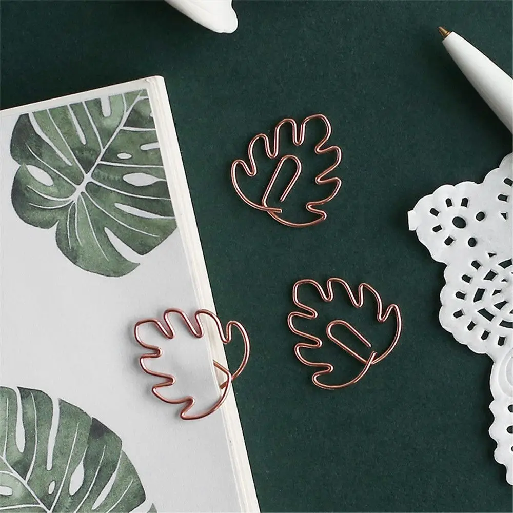 

8pc/set Creative Cactus Leaf Paper Clips Kawaii Stationery Hollow Out Binder Clips Photos Tickets Documents Letter Clamp