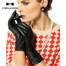 Простые Модные женские перчатки, женские кожаные перчатки из натуральной кожи, красные, черные, бежевые, серые, черные, 25 см женские зимние перчатки-2081