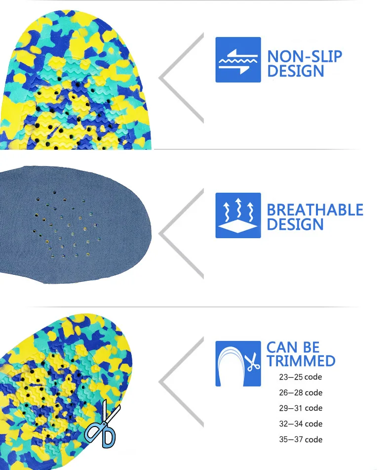 Детские ортопедические стельки с поддержкой свода стопы, ортопедическая прокладка для обуви, стельки для плоскостопия, впитывающие пот