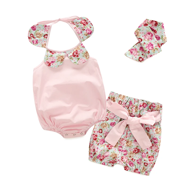 new clothing set summer baby girl clothes lace newborn foral cute clothing set bow jumpsuit+ shorts+ headband new clothing set summer baby girl clothes lace newborn foral cute clothing set bow jumpsuit+ shorts+ headband