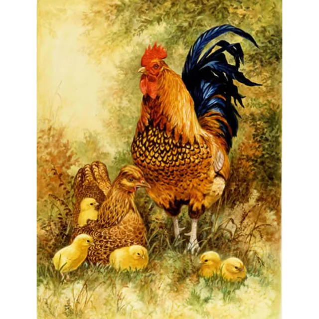 

Rooster Hen Chick DIY 5D Full Square Diamond Painting Embroidery Cross Stitch Mosaic Wall Sticker home decor