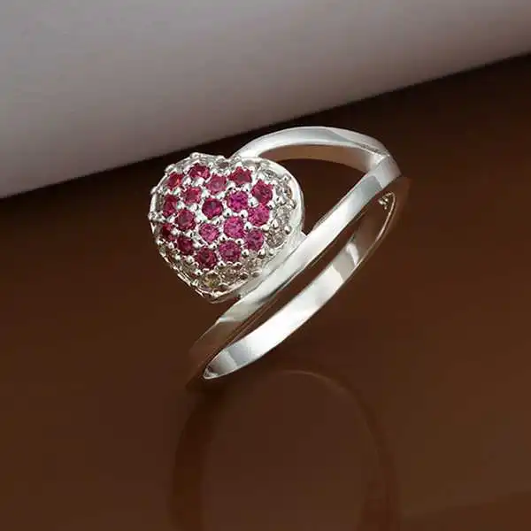 Christmas Gift!!Wholesale 925 Silver Ring Fashion Sterling Jewelry Insets Crystal Heart SMTR315 | Украшения и аксессуары