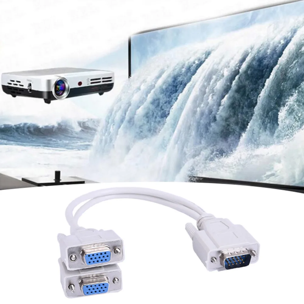 

1 PC TO 2 VGA SVGA MONITOR Y SPLITTER CABLE LEAD 15 PIN J35