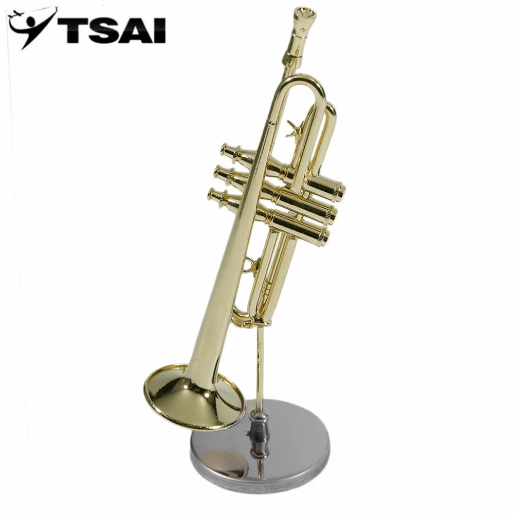 

TSAI Mini Trumpet A Good Gift For Children Kids Gold Trumpet Musical Instrument Model Small Horn Toys newest with case
