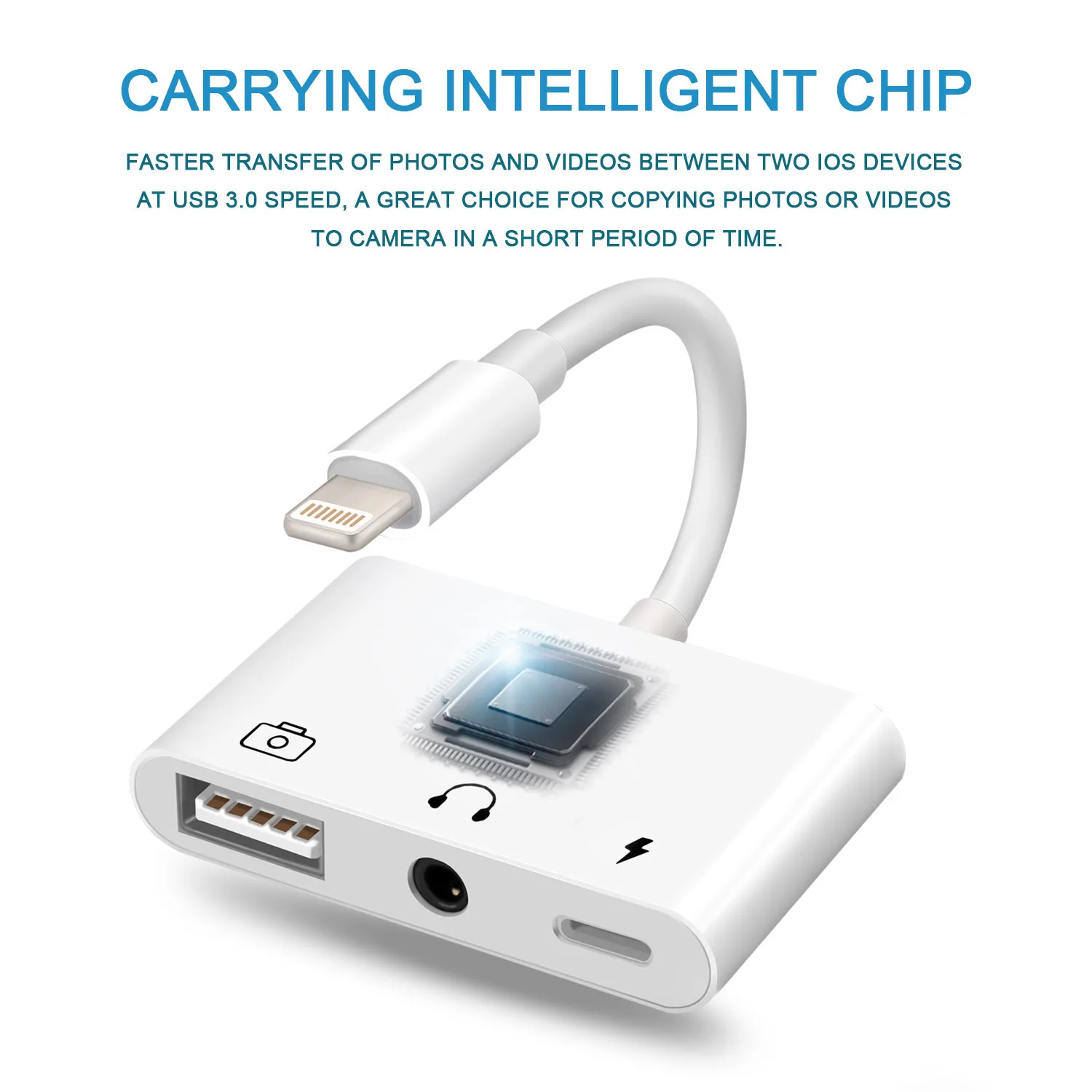 USB 3 Camera 3 5mm Headphone Audio Charging Splitter 3 in 1 OTG Device Adapter with Charging and 3 5mm Aux Jack for iPhone XSMax