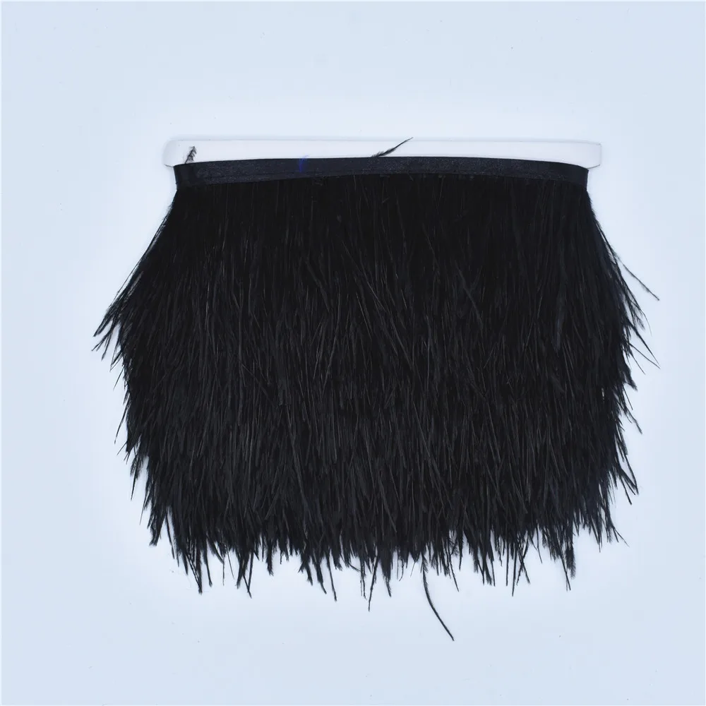 

Hot sale 2 meters 8-10CM high quality real colored ostrich feather trims for skirt/dress/costume feathers ribbon plumas trimming