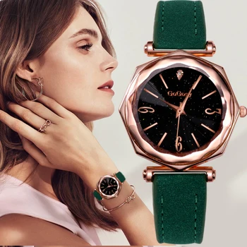 

Luxury Starry Sky Watches Fashion Women Dress Fashion Ladies Watches Gogoey Leather Band Quartz Wrist Watch Women Clock Relogio