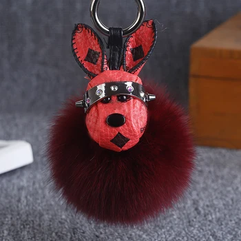 

Fox Fur Rabbit Fur Ball Keychain Fashion Pom Pom Key chain Bunny Toy Keyring 9cm Ball Toye Car Charm Bag Car Pendant 005WA