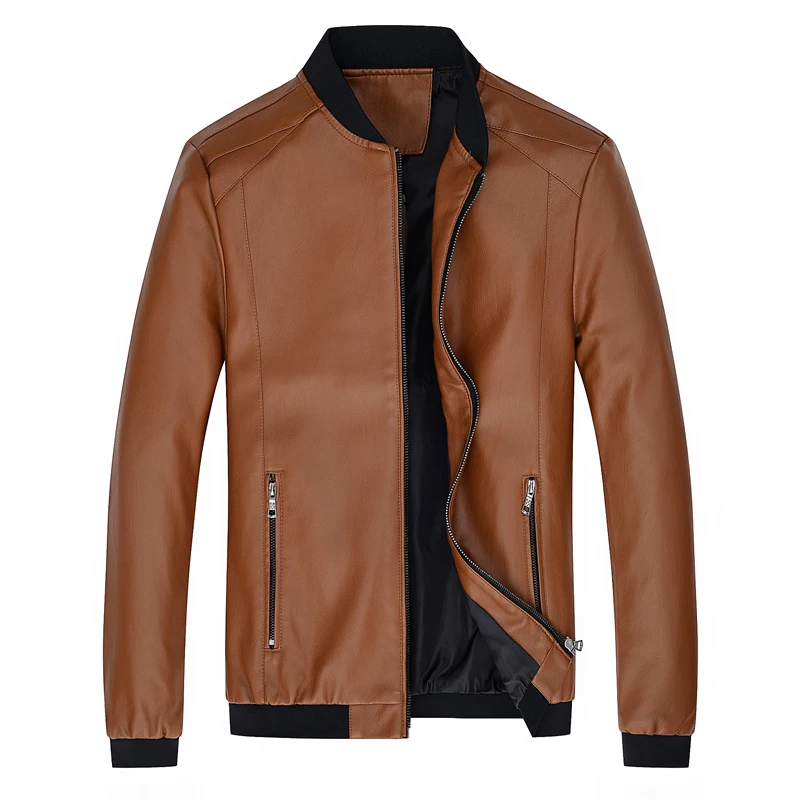 

Leather jacket men's fashion motorcycle leather jacket men's casual slim leather jacket men's zipper collar leather jacket