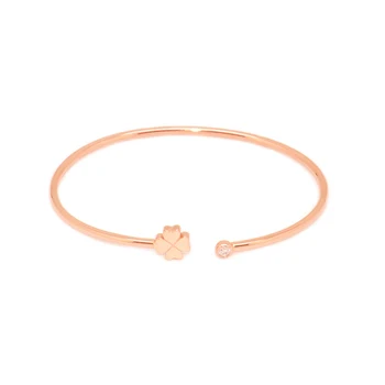 

18K rose gold gold four-leaf clover zircon oval open bracelet female models
