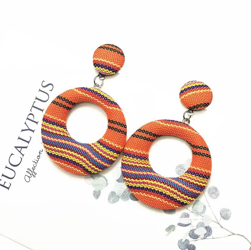 New Dangle Big Round Earrings For Women Fashion Handmade Square Geometric Earrings Statement Drop Earrings - Окраска металла: round orange styles