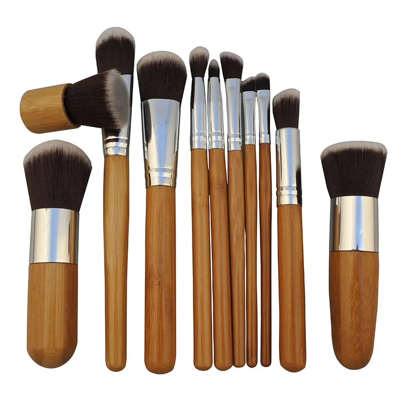 

Professional Makeup Brushes Set 11 Pcs Bamboo Handle Blush Eyeshadow Concealer Powder Brush Kit with Bag Cosmetic Travel Case