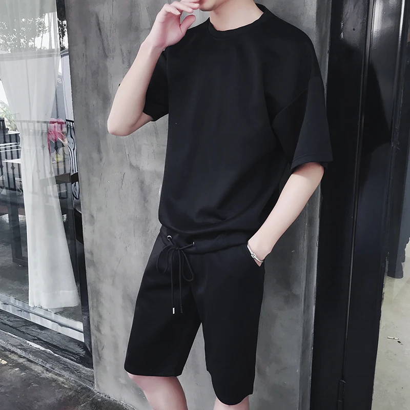 

Men's Sets T Shirts+shorts Men Brand Two piece suit tracksuit 2019 Male Casual Tshirts 646#