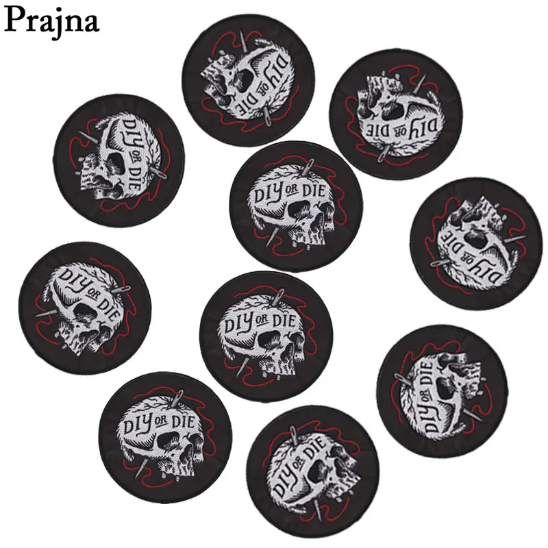 Prajna Черный Череп Железный На заплатках логотип Швейная игла DIY Одежда панк