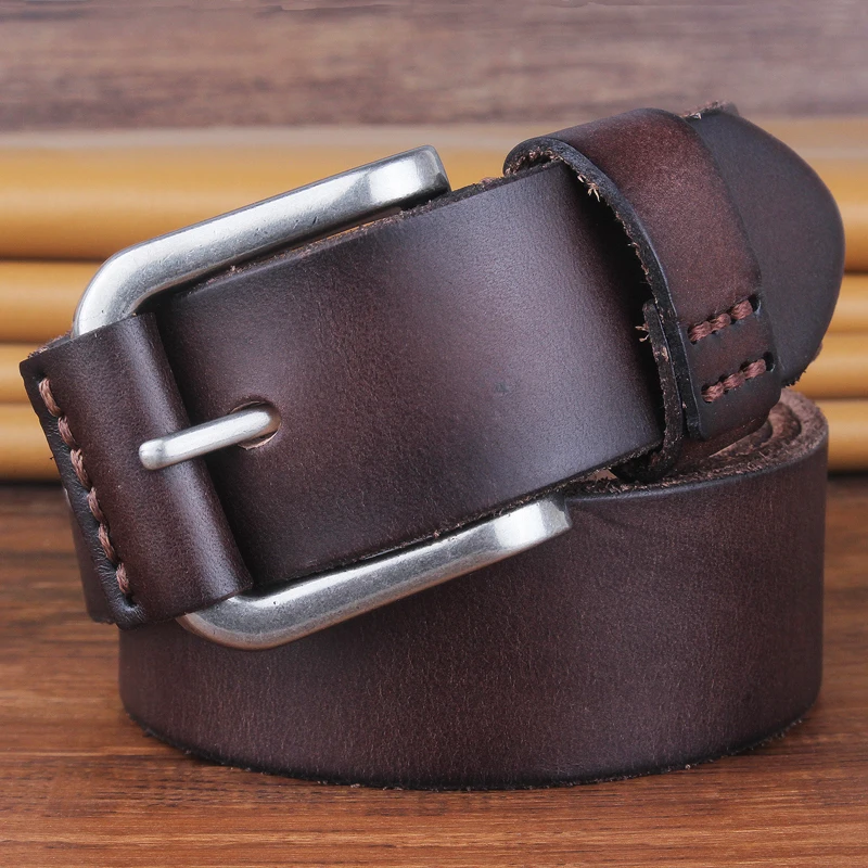 Handmade Thread Stitching Men's Belt Leather Belt Big Size Genuine ...