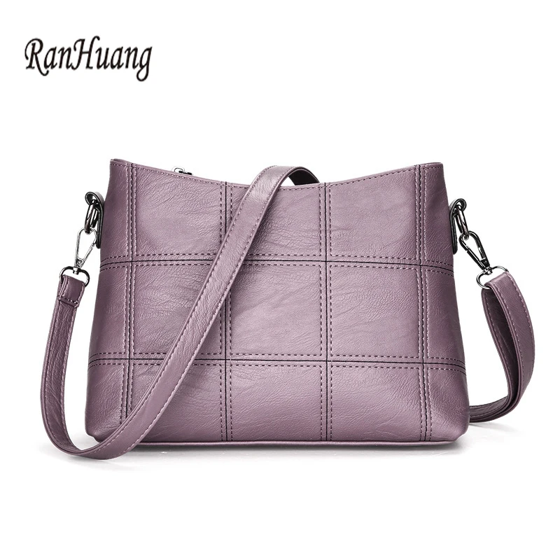 

RanHuang Women Elegant Handbags Pu Leather Messenger Bags High Quality Plaid Handbags Women's Small Shoulder Bags bolsa feminina
