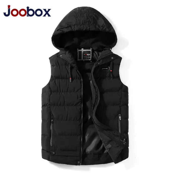 

JOOBOX Brand Sleeveless Jacket for Men New Fashion Hooded Cotton Vests Autumn Winter Thicken Black Male Waistcoat Warm Coat