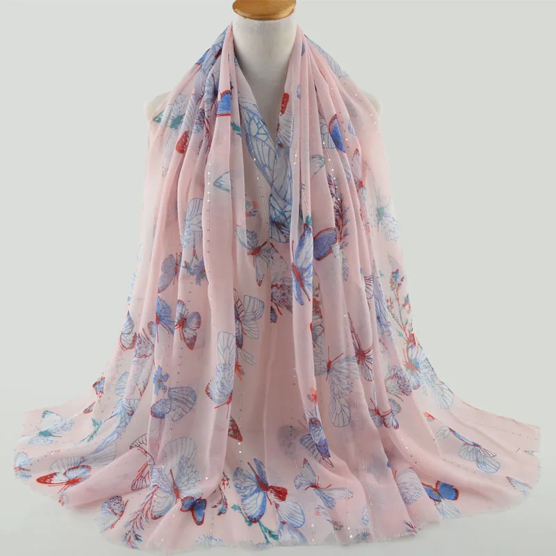 Cotton viscose butterfly scarf women,muslim hijab,head scarf with
