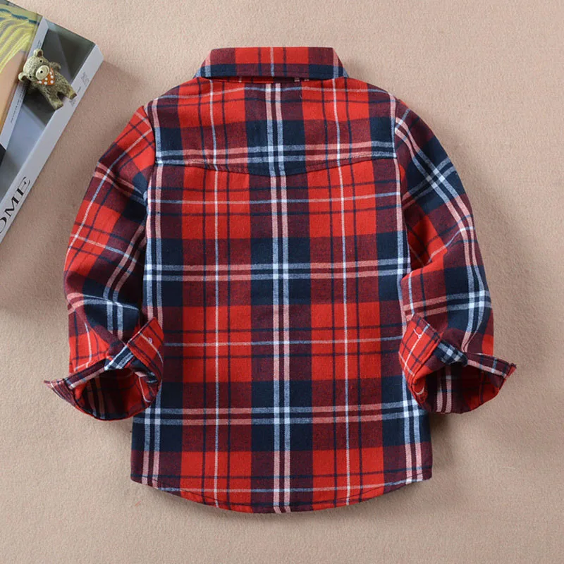 Boys Shirts Casual New Autumn Children's Tops With Pocket Outwear Children's Clothing Cotton Kids Plaid Shirts 2-12 Years