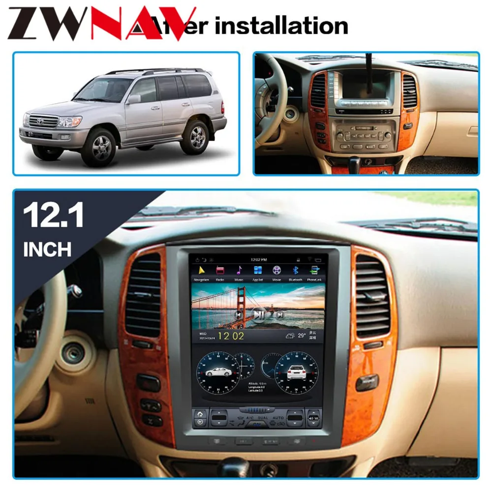  Free DVR&cam Tesla style Android 7.1 Car dvd Multimedia Player unit for Toyota land cruiser lc100 2