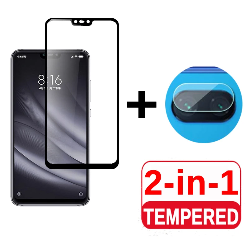 2 в 1 для Xiaomi Mi 8 Lite 9 закаленное стекло задняя камера полное покрытие Защитное