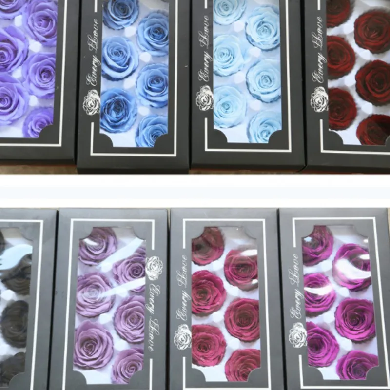 

5-6cm 6pcs/box Fresh Cut flower Preserved Roses Decoration Flowers A Grade For Valentine Christmas Festival Arrangements