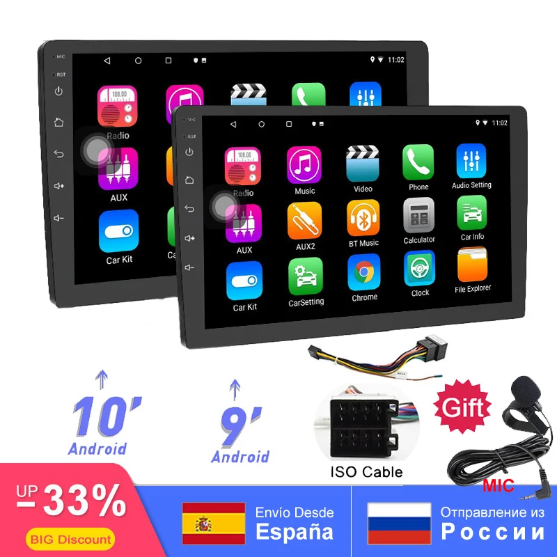 

9 Inch/10 Inch Universal 2din Android 8.1 Car Radio Quad Core 1080P touchscreen GPS Bluetooth WIFI RDS/AM/FM SWC USB Mirror Link