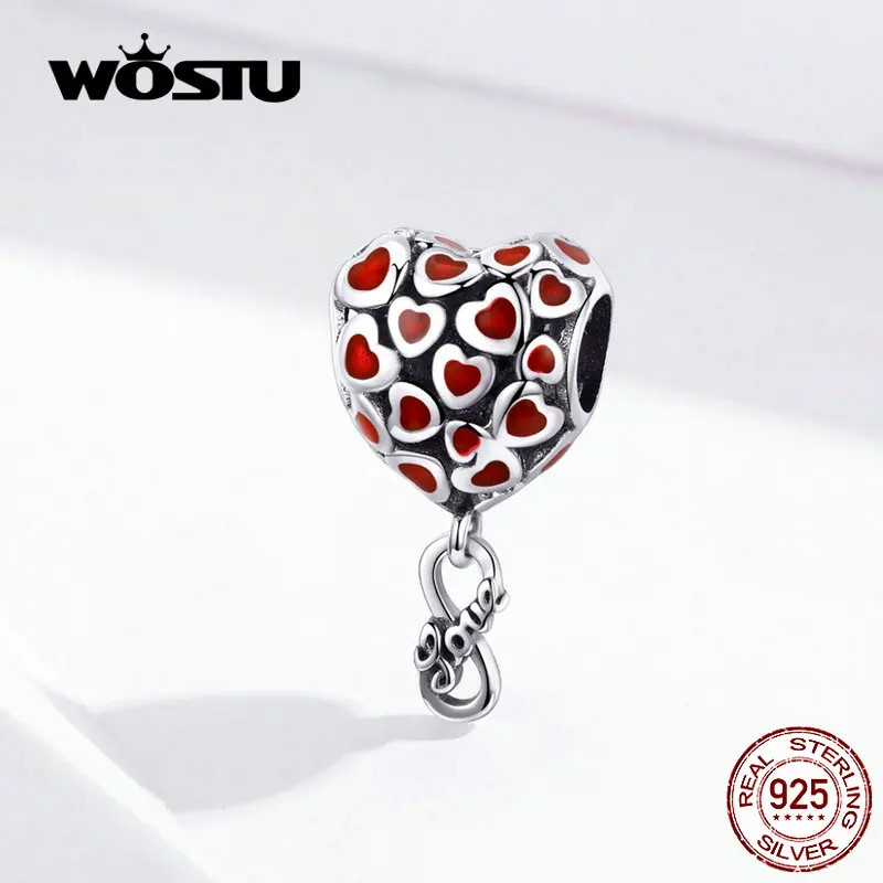 

WOSTU Infinity Love Heart Dangle Charm 925 Sterling Silver Zircon Beads Fit Original Bracelet Pendant Lover Jewelry Gift FIC1180