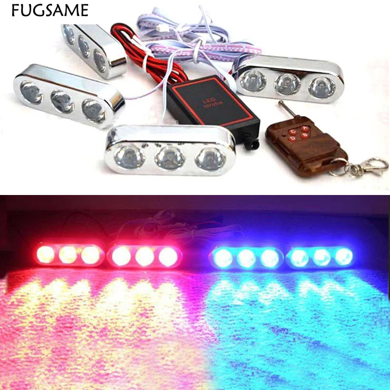 

3*4 12LED strobe flash light/Daytime Running Light DRL/Bumper Lamp with wireless remote control for all car truck taxi 4pcs/lot