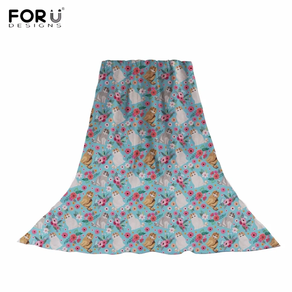 Forudesigns Kawaii Exotic Short Hair Cat Flower Printing Women