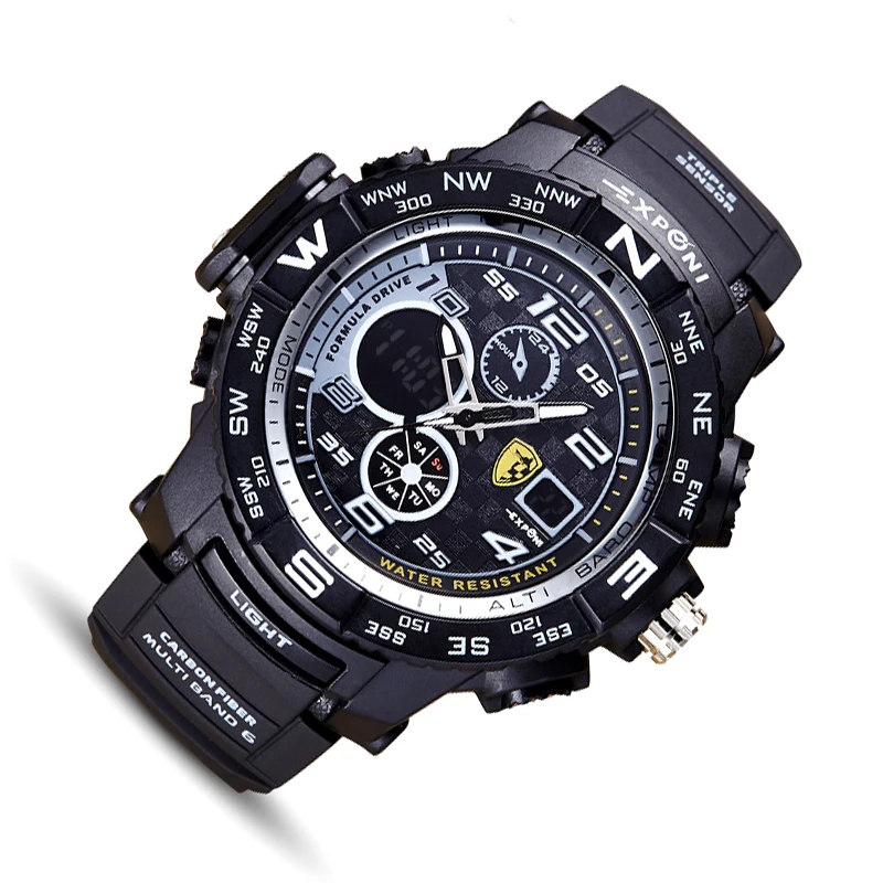 Men Automatic waterproof sport Watch mens dual display stopwatch army military wristwatch top quality man datejust