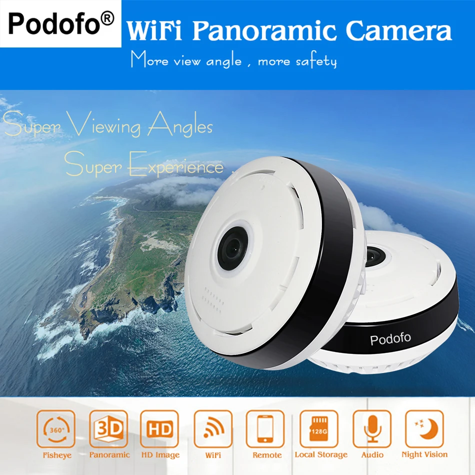 

Podofo HD FishEye IP camera 960P 360 Full View Mini CCTV Camera 1.3MP Network P2P Wirelss Home Security WiFi Camera Panoramic IR