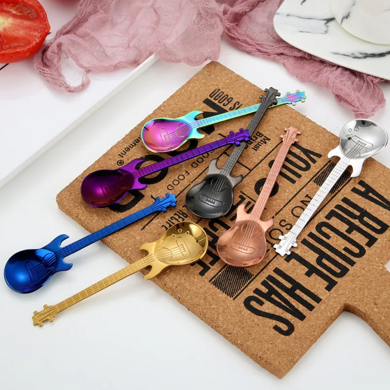 Guitar Coffee Spoon Set Stainless Steel Dessert Ice Cream Spoon Tea Spoon Coffee Accessories Flatware Drinking Tools Guitar Coffee Spoon Set Stainless Steel Dessert Ice Cream Spoon Tea Spoon Coffee Accessories Flatware Drinking Tools