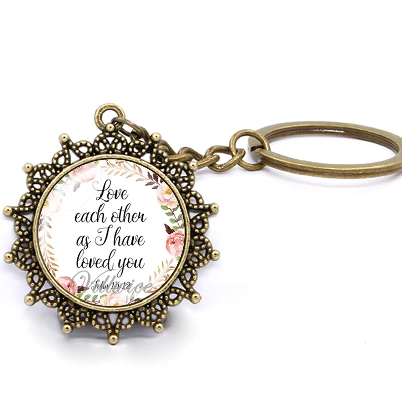 VILLWICE Bible Verse Key Chains Love Each Others As I Have Loved You